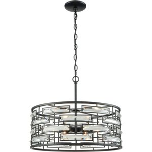 Lineo 6 Light 20 inch Matte Black Chandelier Ceiling Light