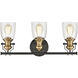 Chadwick 3 Light 23 inch Oil Rubbed Bronze with Satin Brass and Clear Vanity Light Wall Light