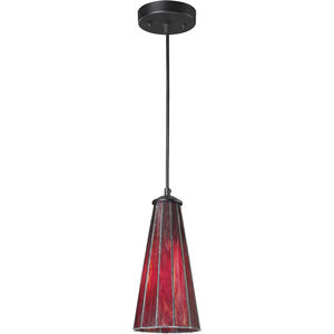 Lumino 1 Light 5 inch Inferno Red with Matte Black Mini Pendant Ceiling Light in Incandescent, Inferno Red Glass