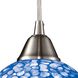 Cira 1 Light 6 inch Satin Nickel with Blue Pebbled Mini Pendant Ceiling Light in Incandescent