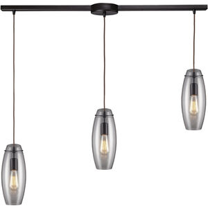 Menlow Park 3 Light 36 inch Oiled Bronze Multi Pendant Ceiling Light in Linear with Recessed Adapter, Linear