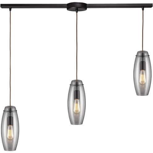 Menlow Park 3 Light 36 inch Oiled Bronze Multi Pendant Ceiling Light, Linear