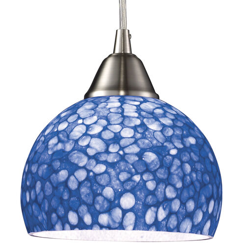 Cira 1 Light 6 inch Satin Nickel with Blue Pebbled Multi Pendant Ceiling Light in Incandescent, Configurable
