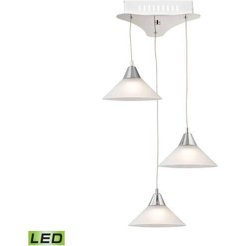 Cono 3 Light 12 inch Chrome with White Mini Pendant Ceiling Light in White Opal