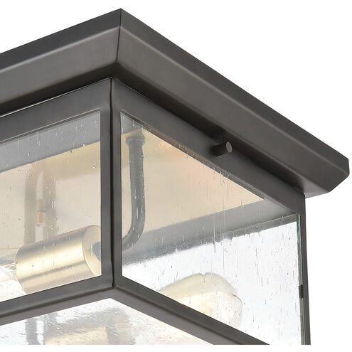 Knowlton 2 Light 12 inch Matte Black with Brushed Brass Outdoor Flush Mount