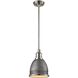 Carolton 1 Light 8 inch Polished Nickel with Weathered Zinc Mini Pendant Ceiling Light