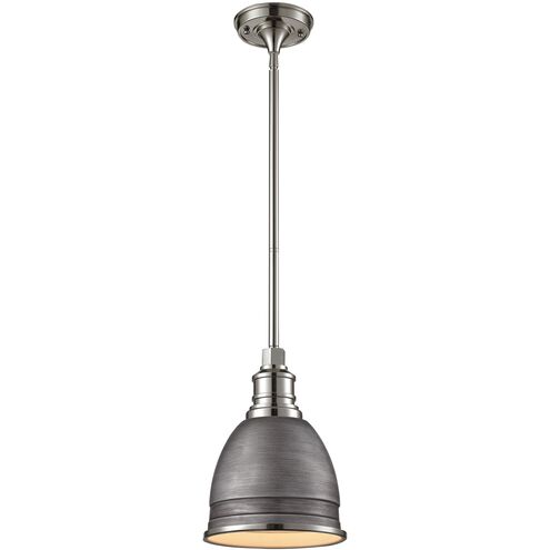 Carolton 1 Light 8 inch Polished Nickel with Weathered Zinc Mini Pendant Ceiling Light
