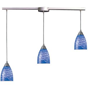 Arco Baleno 3 Light 36 inch Satin Nickel Multi Pendant Ceiling Light in Sapphire Glass, Configurable