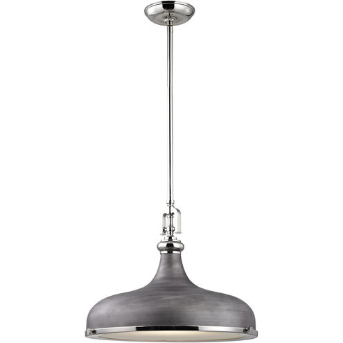 Rutherford 1 Light 18 inch Polished Nickel with Weathered Zinc Pendant Ceiling Light