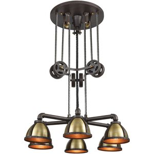 Torque 6 Light 36 inch Vintage Rust Chandelier Ceiling Light