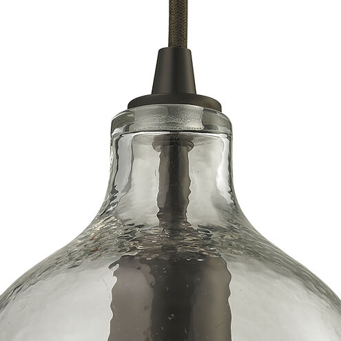 Hammered Glass 1 Light 5 inch Oil Rubbed Bronze Multi Pendant Ceiling Light in Hammered Clear Glass, Configurable