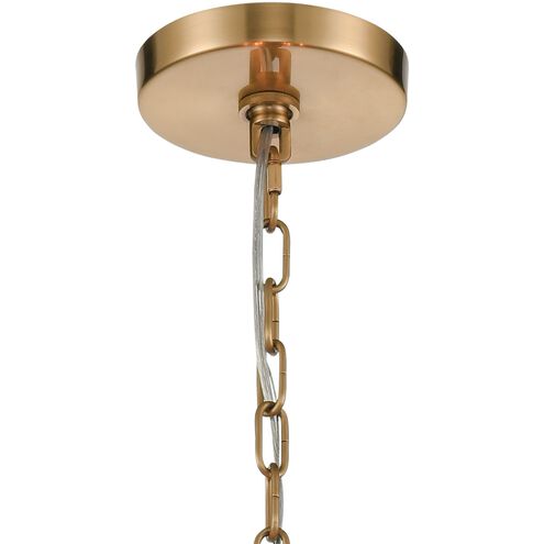 Wooden Barrel 6 Light 19 inch Satin Brass with Natural Chandelier Ceiling Light