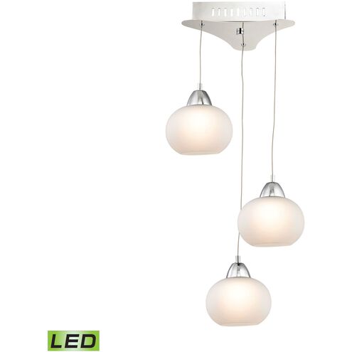 Ciotola LED 10 inch Chrome Mini Pendant Ceiling Light in White Opal