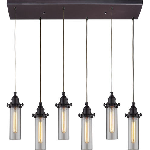 Fulton 6 Light 30 inch Oil Rubbed Bronze Multi Pendant Ceiling Light in Rectangular Canopy, Configurable