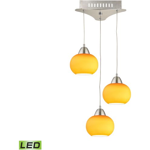 Ciotola 3 Light 10 inch Satin Nickel with Yellow Mini Pendant Ceiling Light