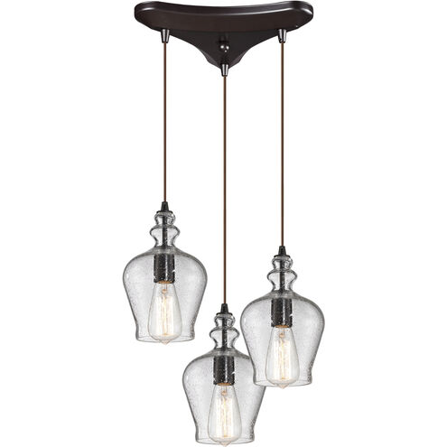 Menlow Park 3 Light 10 inch Oil Rubbed Bronze Multi Pendant Ceiling Light, Triangular