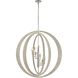 Retro Rings 9 Light 36 inch Sandy Beechwood with Polished Nickel Chandelier Ceiling Light