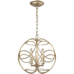 Chandette 3 Light 14 inch Aged Silver with German Silver Pendant Ceiling Light