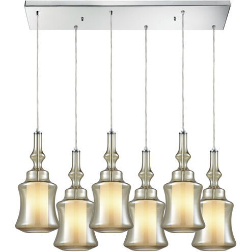 Aloren 6 Light 30 inch Polished Chrome with Silver and White Mini Pendant Ceiling Light