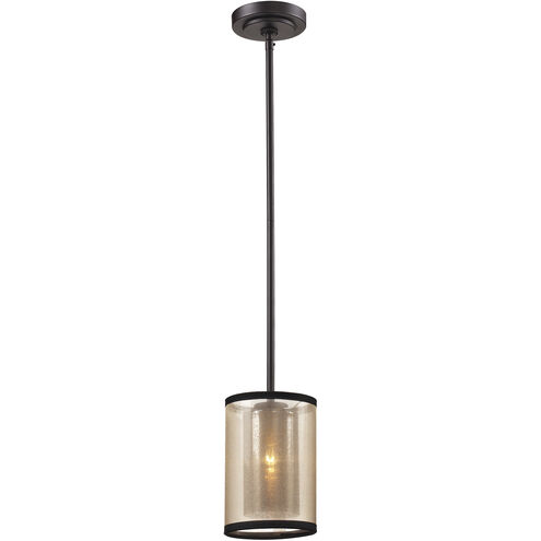 Diffusion 1 Light 6 inch Oil Rubbed Bronze with Beige and Silver Mini Pendant Ceiling Light