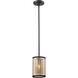 Diffusion 1 Light 6 inch Oil Rubbed Bronze with Beige and Silver Mini Pendant Ceiling Light