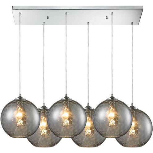 Watersphere 6 Light 33 inch Polished Chrome Mini Pendant Ceiling Light in Smoke