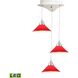 Cono 3 Light 12 inch Chrome with Red Mini Pendant Ceiling Light
