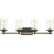 Geringer 4 Light 30 inch Charcoal with Beechwood and Burnished Brass Vanity Light Wall Light