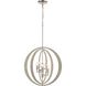 Retro Rings 5 Light 19 inch Sandy Beechwood with Polished Nickel Chandelier Ceiling Light