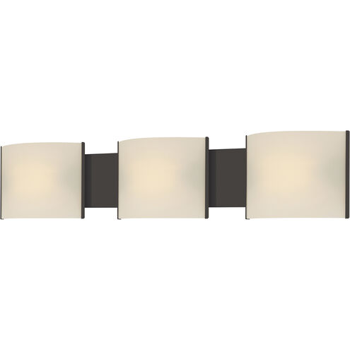 Pannelli 3 Light 30 inch Oil Rubbed Bronze Vanity Light Wall Light in White Opal