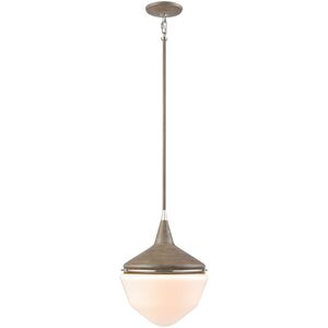 Mid-Century Schoolhouse 1 Light 12 inch Pecan with Polished Nickel Mini Pendant Ceiling Light