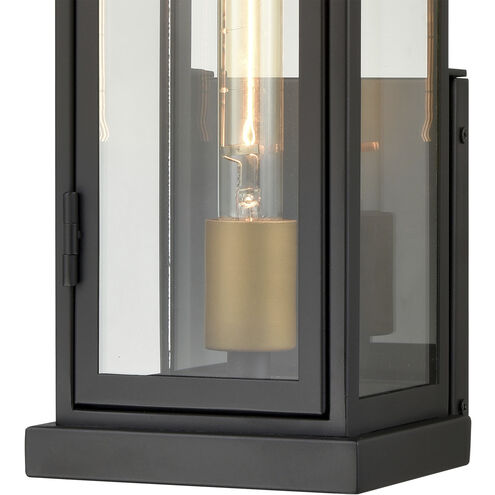 Foundation 1 Light 17 inch Matte Black with Aged Brass Outdoor Sconce