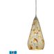 Curvalo LED 6 inch Satin Nickel with Silver and Yellow Mini Pendant Ceiling Light