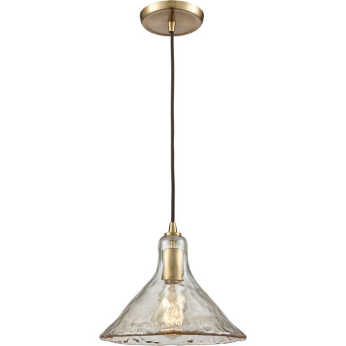 Hand Formed Glass 1 Light 10 inch Satin Brass Mini Pendant Ceiling Light