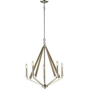 Madera 5 Light 24 inch Polished Nickel with Taupe Chandelier Ceiling Light