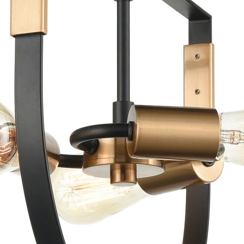 Heathrow 3 Light 14 inch Matte Black with Satin Brass Semi Flush Mount Ceiling Light