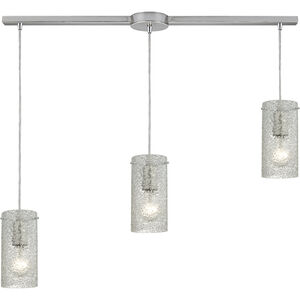 Ice Fragments 3 Light 36 inch Satin Nickel Multi Pendant Ceiling Light in Clear, Linear with Recessed Adapter, Configurable