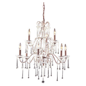 Opulence 9 Light 25 inch Rust Chandelier Ceiling Light in Clear Crystal