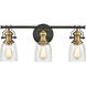 Chadwick 3 Light 23 inch Oil Rubbed Bronze with Satin Brass and Clear Vanity Light Wall Light