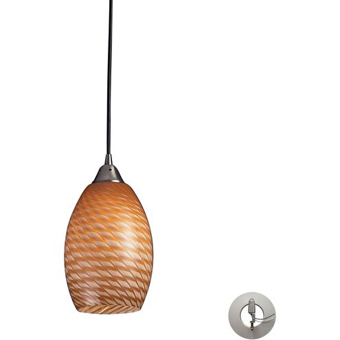 Mulinello 1 Light 6 inch Satin Nickel with Burnt Orange Mini Pendant Ceiling Light in Cocoa