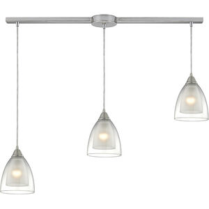Layers 3 Light 36 inch Satin Nickel Multi Pendant Ceiling Light in Linear with Recessed Adapter, Configurable