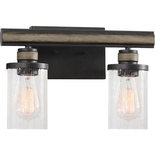 Beaufort 2 Light 14 inch Anvil Iron with Distressed Antiqued Gray Vanity Light Wall Light
