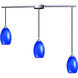 Mulinello 3 Light 36 inch Satin Nickel Multi Pendant Ceiling Light in Sapphire Glass, Configurable