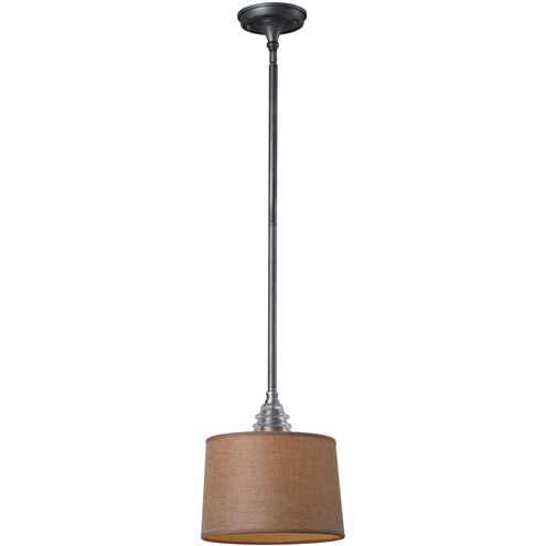 Insulator Glass 1 Light 10 inch Weathered Zinc with Clear and Brown Mini Pendant Ceiling Light