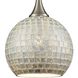 Fusion 1 Light 8 inch Satin Nickel with Silver Mini Pendant Ceiling Light in Silver Mosaic Glass