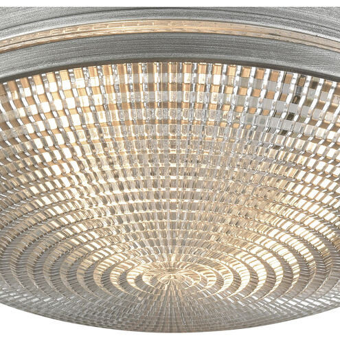 Sylvester 2 Light 14 inch Weathered Zinc with Satin Nickel Flush Mount Ceiling Light