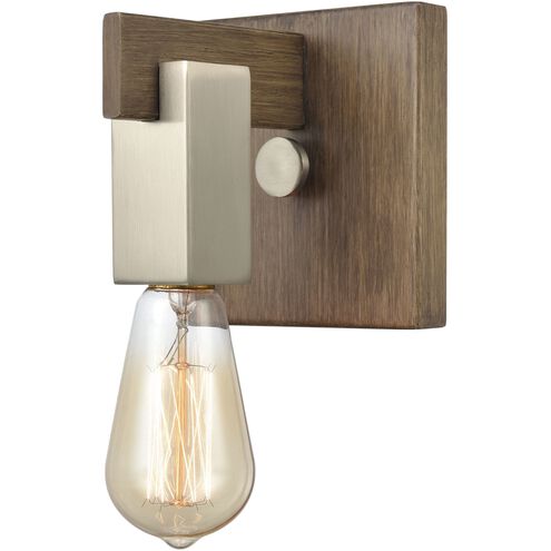 Axis 1 Light 6 inch Light Wood with Satin Nickel Vanity Light Wall Light