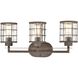 Gilbert 3 Light 24 inch Rusted Coffee with Light Wood Vanity Light Wall Light