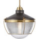 Seaway Passage 1 Light 14 inch Oil Rubbed Bronze with Satin Brass Pendant Ceiling Light