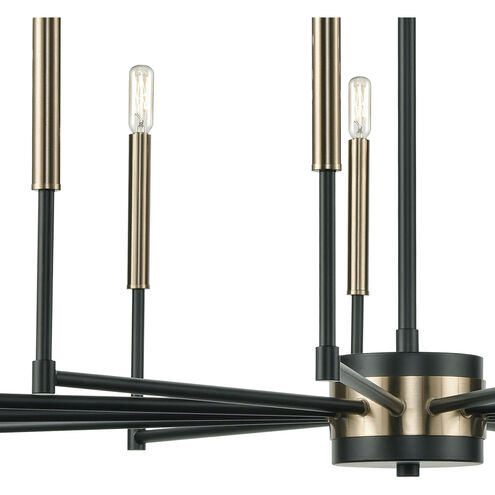 Livingston 13 Light 38 inch Matte Black with Satin Brass Chandelier Ceiling Light